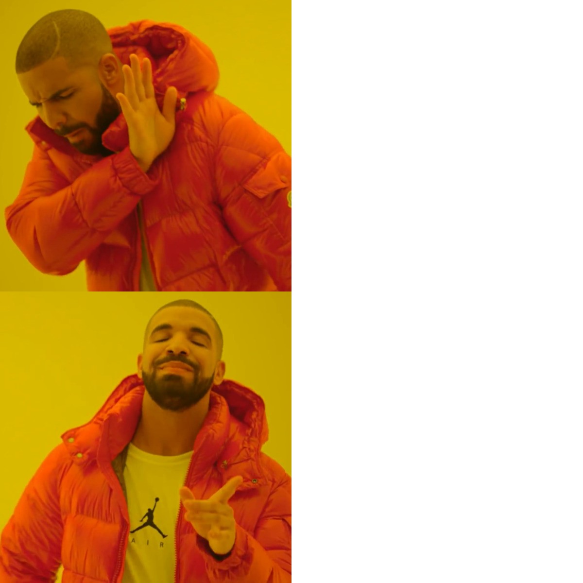 Drake Hotline Bling meme about Yellowbird Foods